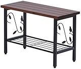 弁天インテリア ベンチシート 木製×スチール 収納棚付きスツール