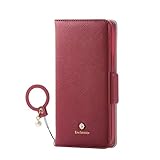エレコム iPhone 12 / 12 Pro ケース ソフトレザー 女子向 磁石付 リング付 レッド PM-A20BPLFJM2RD