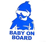 Baby on Board 反射 ステッカー ちょいワル　キッズ 赤ちゃんが乗っています セーフティサイン AHKAH WORKS (ブルー)