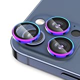 Podick カメラフィルム iPhone 15 Pro/15 Pro Max用 カメラカバー 9H強化ガラス アルミ合金製 アイフォン15プロ/15Pro Max用 カメラ保護 キズ防止 耐衝撃 高透過率 黒縁取り 露出オーバー防止 極薄 カメラレンズカバー プロテクター カラフル