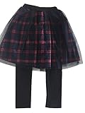 Plus Nao(プラスナオ) 子供用チュールスカッツ チュールスカート レギンス付き 膝丈 チェック キッズ ジュニア 子供服 女の子 女児 可愛い レッド 140