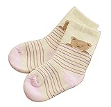 2赤ちゃん厚く暖かい綿の靴下イエローストライプのセット