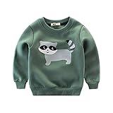 PANCY 子供服 秋冬 トレーナー キッズ 長袖 男の子 女の子 綿 裏起毛 かわいい 動物柄(グリーン,90cm)