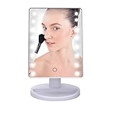 LEDメイクミラー、megpo回転可能Lighted Vanityミラースマートタッチ画面16 LEDライト調節可能な明るさの浴室カウンタートップドレッシング部屋(電池付属)