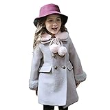 RoRykon 秋 冬 キッズ ジュニア 子供 女の子 ジャケット コート きれいめ かわいい ポケット付き おしゃれ ファー ティペット付 クラシカル 上品 可愛い カジュアル (100cm, グレ