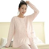 [AMANGU]パジャマ　ルームウエア　上下セット　マタニティ　前開き　授乳口付き　 秋冬　産前産後　女性　肌着綿95％　サイズＭ、Ｌ 、XL　ピンク　ブルー　ふわふわ　スムース　柔らかい　長袖 妊婦