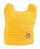 Plus Nao(プラスナオ) 子供用 ベビー用 ニット帽 ニットキャップ 耳付き シンプル 無地 タグデザイン ベビー キッズ 女の子 男の子 冬帽子 - イエロー