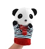 ソフビぬいぐるみかわいい動物赤ちゃん子供ハンドパペットおもちゃパンダレッド