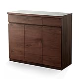 LOWYA （ロウヤ） 食器棚 キッチンカウンター 国産 木目調 引き出し 収納 可動棚 大容量 レンジ台 シンプル 幅100cm ウォルナット 新生活