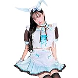 [Malymoon] コスプレ メイド バニー ブルー ウエイトレス ストライプ 仮装 マリームーン 6点セット 9902-2