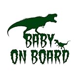恐竜 BABY ON BOARD カッティング ステッカー ダークグリーン 深緑
