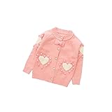 Pojour ベビー服 子供服 女の子ニットカーディガンセーター 防寒 冬 かわいいラブニットカーディガン おしゃれ 暖かい 綿 厚手 ベビールームウェア 普段着 カジュアル 旅行 記念日 プレゼント