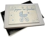 White Cotton Cards New Grand Son Tiny Photo Album (Blue Pram) by WHITE COTTON CARDS