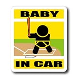 わーるどくらふと BABY IN CAR 野球 バッター（ICHIRO)バージョン ステッカー （きいろ）