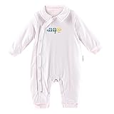 ベビー服 新生児 ロンパース オールインワン 赤ちゃん インナー コットン 秋 冬 スナップボタン 子供服 男の子 女の子 (80(9~12ヶ月), ライトピンク)