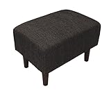 シンプルなファブリックオットマン単品 幅60cm ブラック　木脚付き