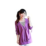 Lecpra (レクプラ) チュニック ドッキング マタニティ 授乳服 パープル ( M L XL ) 長袖 (L)