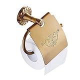 Tophome トイレットペーパーホルダー ヨーロッパ調 おしゃれ　アンティーク風　重厚感のある バスアクセサリー 紙巻器　ペーパーホルダー　壁 取付け 豪華　ブロンズ色　真鍮製