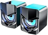 コンピュータースピーカー PCスピーカーゲーミングスピーカー大音量 ゲーミングスピーカー マルチメディアスピーカーミニスピーカーサラウンドLEDライト付き臨場感 サウンドバー ステレオUSB給電 AUX接続 携帯電話ラップトップユニバーサル用サブウーファー (ブラック)