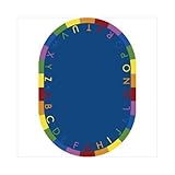 Joy Carpets Kid Essentials Early Childhood Oval Rainbow Alphabet Rug Pastel 5'4 x 7'8 [並行輸入品]