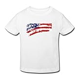 星 ２～６歳子供 男女兼用 半袖 ティー Tシャツ アメリカ 国旗 星 赤 White 5-6 Toddler