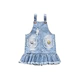 女の子の服 ワンピース 夏 キャミソール Pojour 1-6歳キッズ用 子供かわいいデニムスカート 綿 通気(80cm)