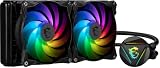 MSI MAGシリーズ CORELIQUID 280R aRGB CPU 液体クーラー (AIO): 回転可能なブロックヘッドデザイン、280mmラジエーター、デュアル140mm aRGB PWMファン