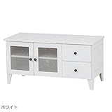 リビング インテリア テーブル 花柄飾り ガラス つき 収納 アンティーク 風 WOOD PRODUCTS テレビ台 幅90 ホワイト
