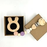 Kissteether 赤ちゃんの木製のおしゃぶりのクリップのペンダント自然の木製の歯ブラシのチュアブルの安全なホルダー幼児のギフト (木製の色 6)
