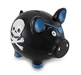 ブラックandブルーPirate Pig W / Skull and Crossbones貯金箱コインバンク