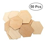 Healifty 木片 六角形 手作り 未塗装 DIY工芸 装飾 絵画 50個入 60mm