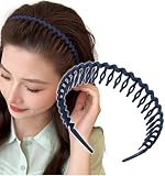[Herbeluemily] カチューシャ ヘアバンド コーム付き 前髪留め メンズ レディース スキンケア 洗顔用 ネイビー HM-0094-R01-NV