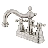 Kingston Brass KB1608AX Heritage 4-Inch Centerset Lavatory Faucet with Metal Cross Handle, Satin Nic