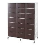 大量収納プラスチックチェスト 3列×7段 ブラウン色 NJ-0395