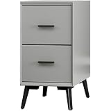Ultra-narrow Bedside Table With Full Solid Wood Frame + Sofa Sideboard Wrapped in Microfibre Leather With 2 Drawers, Multifun