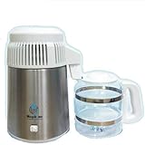 蒸留水器（蓋：白色・本体：ステンレス）新ガラス容器・磁器ノズル付き「メガキャット」 台湾メガホーム社製 型番：MH943SWS (白)