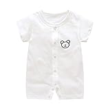 エルフ ベビー(Fairy Baby) 新生児服 夏 半袖ロンパース 前開きなりきり パジャマ ベビー服 クマ柄 size 59 (ホワイト)