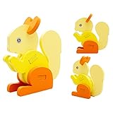 POTOJP 木製パズル 小さな立体パズ 立体の木製組立キット　リス(19種類動物展開)　 Mini 3D Puzzle Kids Educational Funny Toy　積み木　木のおもちゃ 組