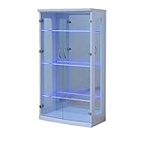 アビライト 大川家具 ガラス棚板が光る ディスプレイコレクションボード 高さ130タイプ ホワイト KMS-0005