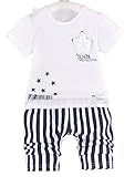 nico+(ニコプラス) Tシャツ ズボン 2点セット 星柄 ストライプ ボーダー かわいい ホワイト 110cm