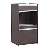 arne キッチンラック 伸縮 R+レンジ 60H ハイタイプ 幅56～100.8cm 高さ104cm ダークブラウン