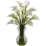Nearly Natural 1299-CR Galla Calla Lily with Vase Arrangement, Cream [並行輸入品]
