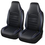 シート カバー 汎用品 普通 軽 自動車 運転 助手 レザー 合成皮革 防水 エプロンタイプ 2席分 (ブルーライン)