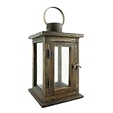 High Quality Rustic Wooden Lantern, Vintage Wood & Metal Design, Small