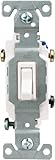 Eaton 1303-7W-SP-L 15-Amp, 120-Volt Standard Grade 3-Way Framed Toggle AC Quiet Switch, White by Eat