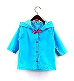 【ANION】子供のレインコート キッズ レインコート 防水 子供用 かわいい カッパ 雨具 新学期用 リボン付き 3色　 (S, ブルー)