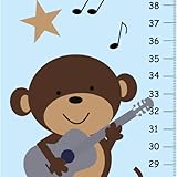 Monkey Rock Star Children Personalized Growth Chart withブルー背景ギターStars and More