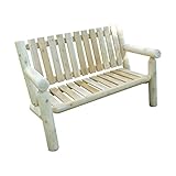 ホワイト／ガーデンベンチ ベンチ アーム 肘掛け 背もたれ シンプル おしゃれ 可愛い ナチュラル 木製 木 ウッド 無塗装 抗菌作用 天然杉 天然杉丸太 ガーデン