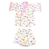 【100cm】「カラフルなちょうちょ」女の子用 日本製 やわらか二重ガーゼ甚平