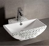 Whitehaus whkn4047 – 03 whkn4047 – 03isabella装飾長方形壁マウントBasinオーバーフロー、シングル蛇口穴&センタードレイン、ホワイト